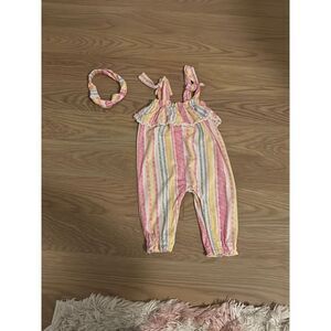 Jessica simpson pastel stripe romper 3-6M